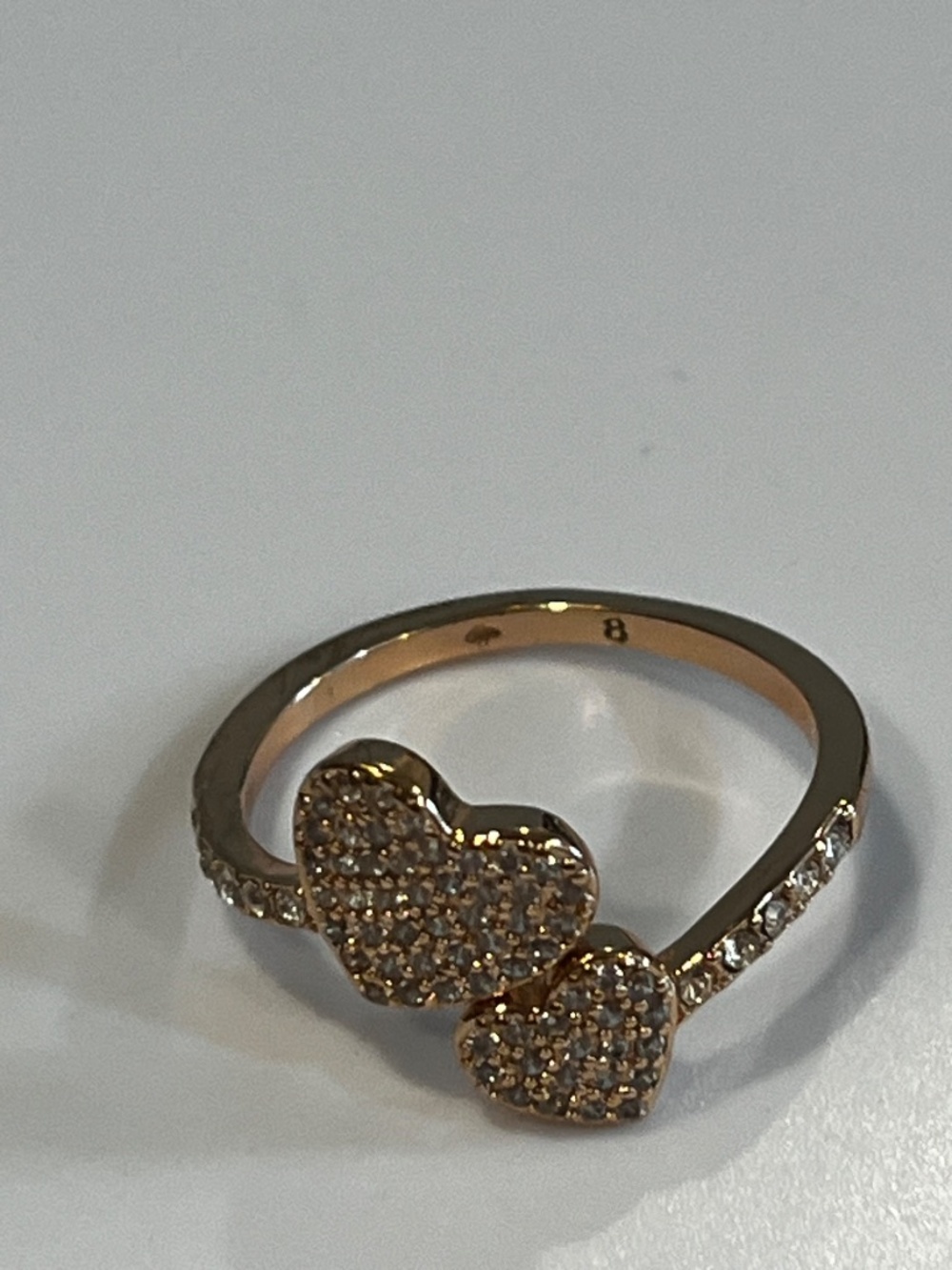 ♠️Kate Spade Yours Truly Pave Heart Ring, Rose Gold Size 8 - Picture 7 of 7